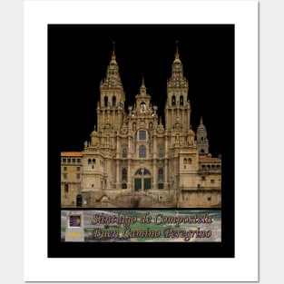 Buen Camino Peregrino Santiago Compostela Way Scallop Arrow Cathedral Posters and Art